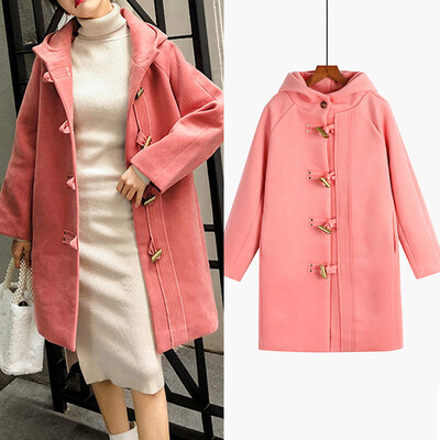 

Toponeto Fashion Women Outwear Solid Horn Button Thickening Hooded Coat Jacket Overcoat