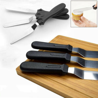 

3pcs Stainless Steel Spatula Palette Knife Set Cake Decorating Smooth Tools Kit