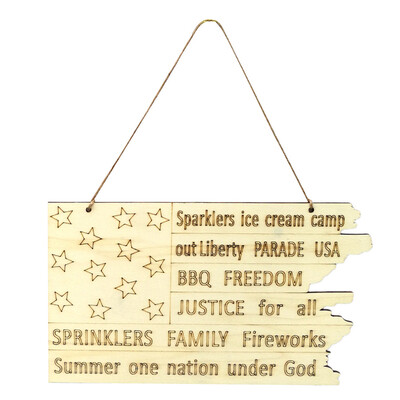 

Toponeto Wooden Hanging Plaque Happy 4th Of July Sign Wall Home Independence Day Decor