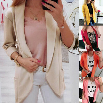 

Women Coat Slim Fit Ladies Solid Blazer Long Sleeve Jacket Short OL Suit Outwear