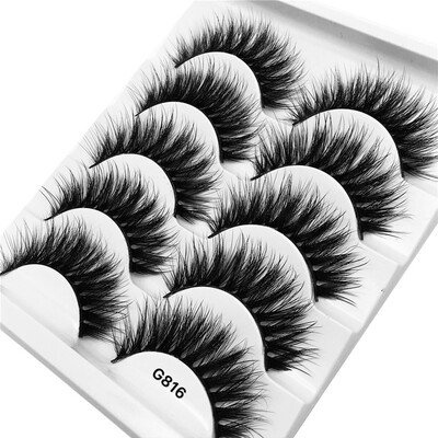 

Gobestart 3D Eyelash Imitation Mink Natural Thick False Eyelash 5 Pairs