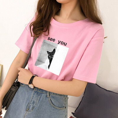 

Womens Round Neck Printed Short Sleeve T-Shirt