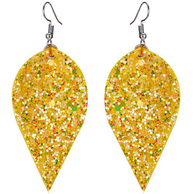 

Women Bling Leaf Teardrop Leather Earrings Ear Stud Hook Drop Dangle Jewelry Earring