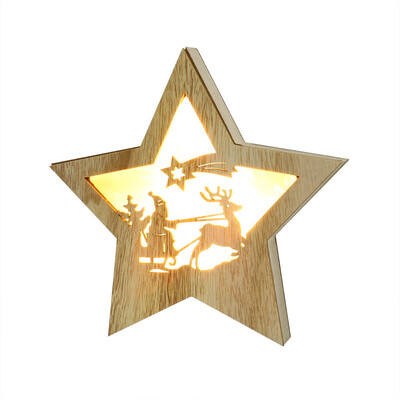 

〖Follure〗Wooden Five Pointed Star LED Lights Christmas Halloween Decoration Bedside Lamp