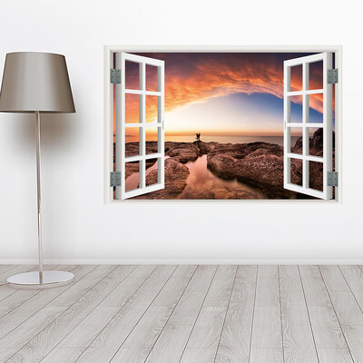

〖Follure〗3D Full Colour High Definition Nature Scenery False Faux Window Frame Wall Decals