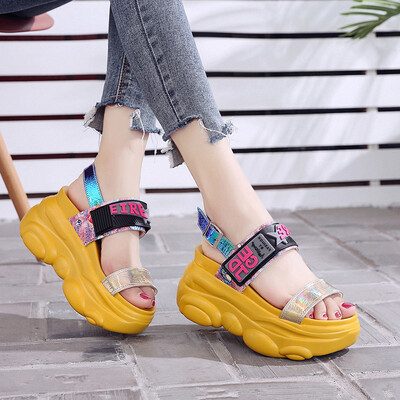 

Shoes women tide shoes western style sandals women slope heel with fairy skirt breathable Torre sandals women Europe station thick