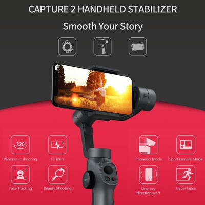 

FUNSNAP Capture 2 3-Axis Handheld Gimbal Stabilizer Time Lapse Face Tacking for Smart Phone iPhone Samsung Xiaomi Huawei