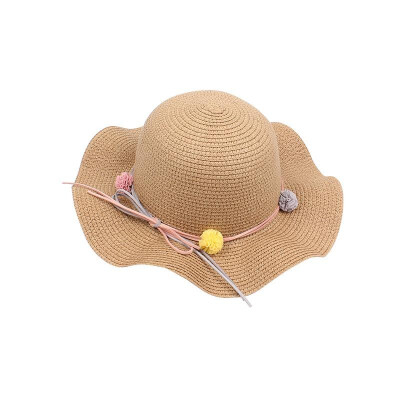 

Summer Children Girls Cute Flower Bowknot Straw Sun Hat Wide Brim Casual Foldable Beach Hats