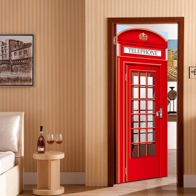 

〖Follure〗Door Fridge Sticker London Telephone Box Phone Booth Mural Decole Film