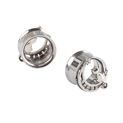 

Cat Moon Flesh Piercing Expander Tunnel Ear Plug Cat Inner Tooth Trumpet Auricle Body Puncture Ear Extender Jewelry