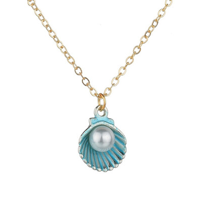 

X-NO BUY Colorful Double Shell Pendant Necklace For Women New Fashion Pendants&Necklace Summer Jewelry Female Handmade Necklace