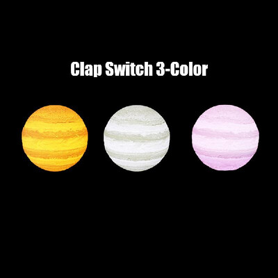 

3D Printing Clap Jupiter Light USB Rechargeable 3-Color Dimmable Night Lamp Bedroom Decor with Wooden Stand