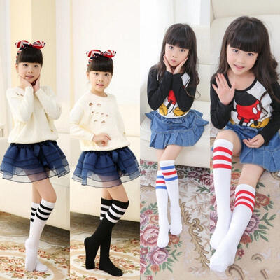 

Kids Baby Boys Girls Knee High Socks Breathable Striped Tube Socks Long Socks 1Pair 1-12Y