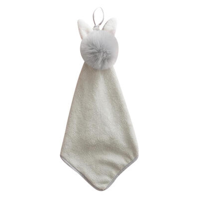 

Cute Rabbit Ears Coral Velvet Hand Towel Absorbent Hanging Cloth Dishcloth