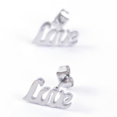 

Unique Design Silver Gold&black Color Letter Love Earrings Women Metal Statement Earrings Name Fashion Jewelry Gift