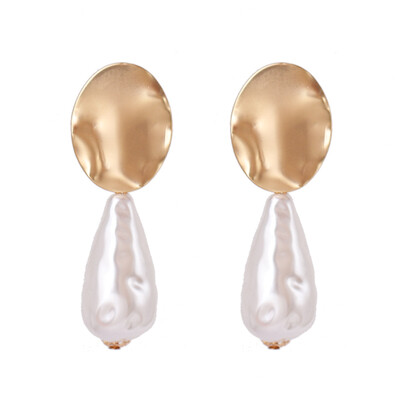 

Vintage ZA Pearl Hoop Earrings For Women handmade Weddings Party Irregular Geometric Jewelry 2019 big pearl earrings