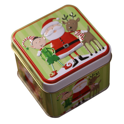 

Embossing Christmas Tinplate Empty Tins Candy Cookie Gift Storage Container Christmas Holiday Decorative Box