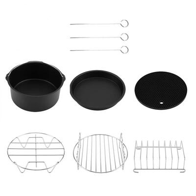 

Greensen 6 in 1 Multifunctional Air Fryer Accessories Set Kit Parts Metal Holder Skewer Rack Cake Barrel