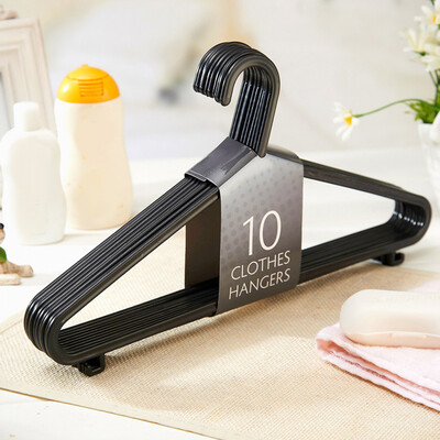 

10PCS Wet Or Dry Adult Black Multifunctional Plastic Hangers For Ladies Clothes Dress