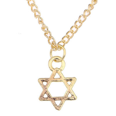 

New Charm Elegant Lady Six-pointed star Pendant Sweater Chain Lucky Necklace