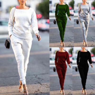 

2Pcs Womens Lady Tracksuit Hoodies Sweatshirt Pants Sets Sport Wear Casual Suit