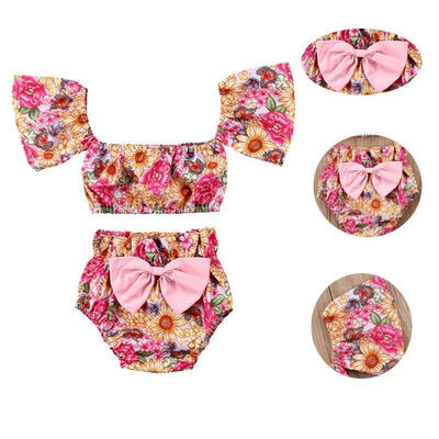 

Summer Toddler Baby Girl Clothes Floral Vest TopsShorts Pants Outfits 2Pcs