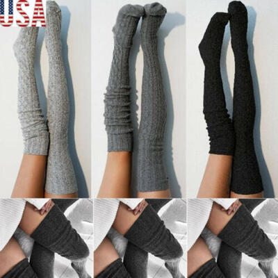 

Women Girls Cable Knit Extra Long Boot Socks Over Knee Thigh High Warm Stocking