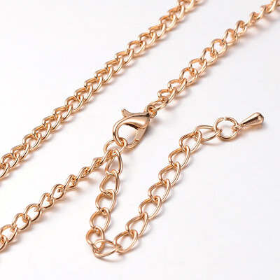 

Iron Curb Chain Necklace Makings with Alloy Lobster Claw Clasps&Iron End Chains Light Gold 299