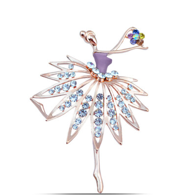 

Beautiful Girls Fashion Trendy Charming Princess Ballerina Brooch Crystal Rhinestone Brooches Pins Dress Decoration Jewelry Gift