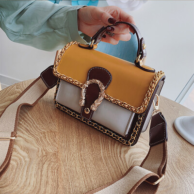 

Advanced sense bag female 2019 new wave fashion hit color ocean chain wild broadband shoulder slung small square bag