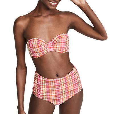 

Sexy Women Bikini Set Colorful Stripe Swimsuit Padded High Waist Swimsuit