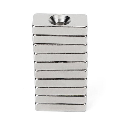 

10Pcs N35 Rectangular-shaped Rare Earth Neodymium Magnety with 4mm Hole Strong-magnetic 20x10x4mm