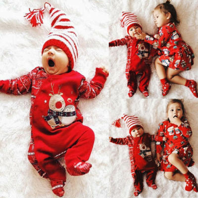 

US Xmas Toddler Baby Girls Boys Christmas Romper Bodysuit Winter Outfits Clothes