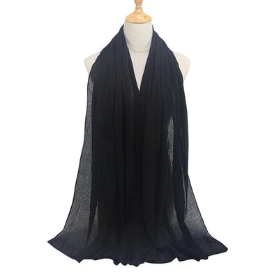 

Women Solid Pleated Scarf Hijabs Oversized Large Muslim Middle East Islam Long Scarves Shawls
