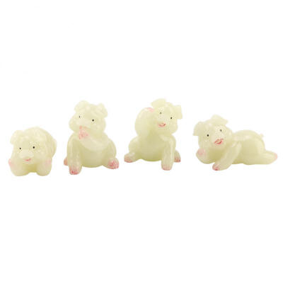 

Greensen 4pcs Get Rich Furniture Decoration Noctilucent Resin Handicraft Pig Ornaments