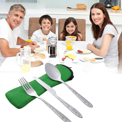 

Toponeto 3 Pcs Stainless Steel Knifes Fork Spoon Family Travel Camping Cutlery Eyeful BK