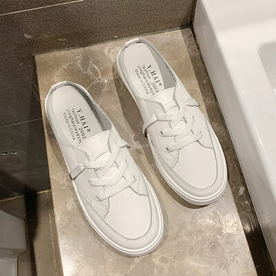 

White shoes women summer 2019 new Baotou half slippers women wear fashion tide sandals without heel loafers shoes