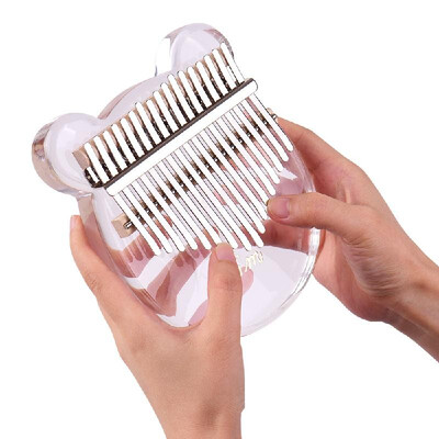 

17-Key Kalimba Thumb Piano Transparent Acrylic Material with Carry Bag Musical Note Stickers Tuning Hammer Cleaning Cloth Musical