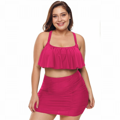 

Plus Size bikini high waist skirt split swimsuit