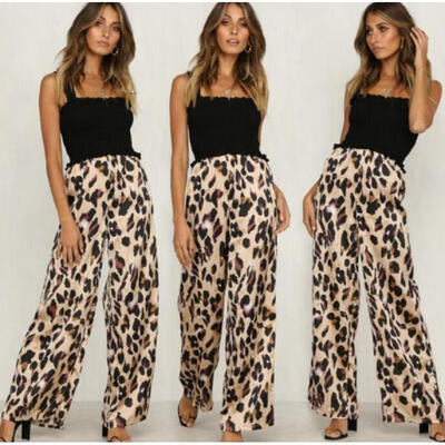 

High Waist Wide Leg Pants for Women Leopard Print Casual Loose pants OL PANTS