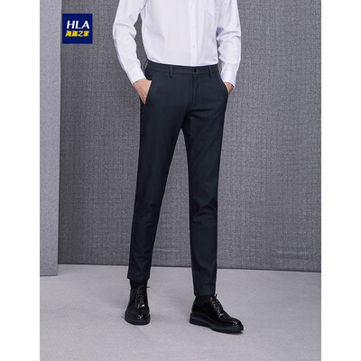

HLA Haishu House Casual Pants Men 2018 Autumn New Net Color Mid-rise Elastic Straight Pants HKCAD3E245A Navy R5 17588Y 34