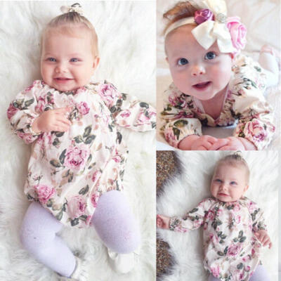

US Newborn Baby Girl Floral Cotton Romper Bodysuit Jumpsuit Clothes Outfit Set