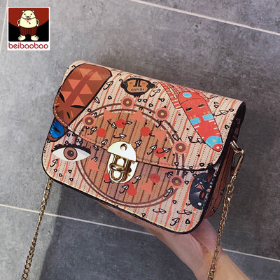 

Summer graffiti bag 2019 new Korean Harajuku printing small square bag chain shoulder Messenger bag