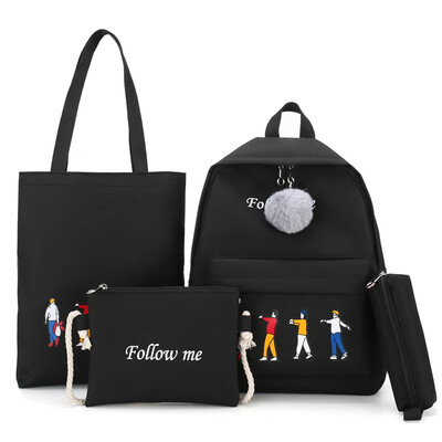 

Double shoulder bag female Korean version two shoulder back cute girl schoolbag junior high school student schoolbag four pieces s