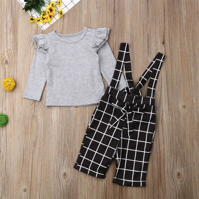 

Kids Baby Girl Winter Clothes Ruffle Cotton Tops Long Pants 2Pcs Outfits Set