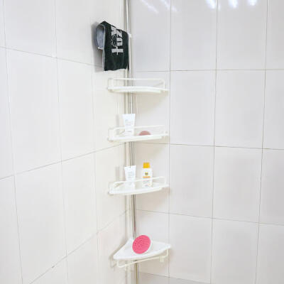 

4-Tier Bathroom Corner ShelfHeight of 63 -118 Adjustable Telescopic Shower Shelf Shower Corner Rack Stainless Steel Clad Pipe