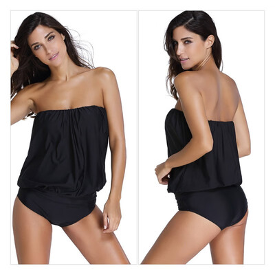 

Tube top word tie chest pad triangle split swimsuit