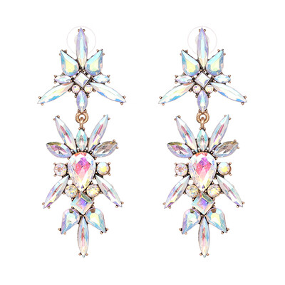 

Exaggerated Fashion Trendy Jewelry Big Crystal Dangle Drop Earrings Colorful Geometric Earrings For Women Wholesale 36g J50162