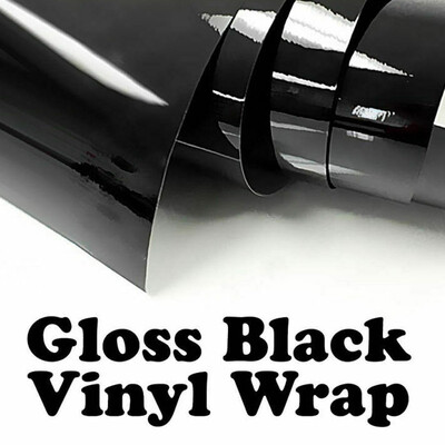 

Auto Glossy Black Vinyl Wrap Film Cars Stickers Decal With Air Bubble Free Kit