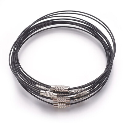 

Steel Wire Bracelet Making with Alloy Clasp Black Size about 1mm thick 62mm inner diameter